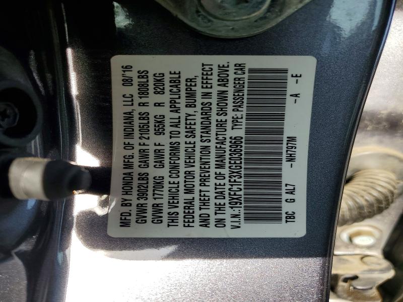 Продажа на аукционе авто 2016 Honda Civic, vin: 19XFC1F3XGE036966, номер лота: 58253976