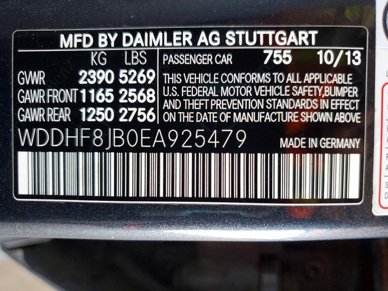 Продаж на аукціоні авто 2014 Mercedes-benz E, vin: WDDHF8JB0EA925479, номер лоту: 55691116