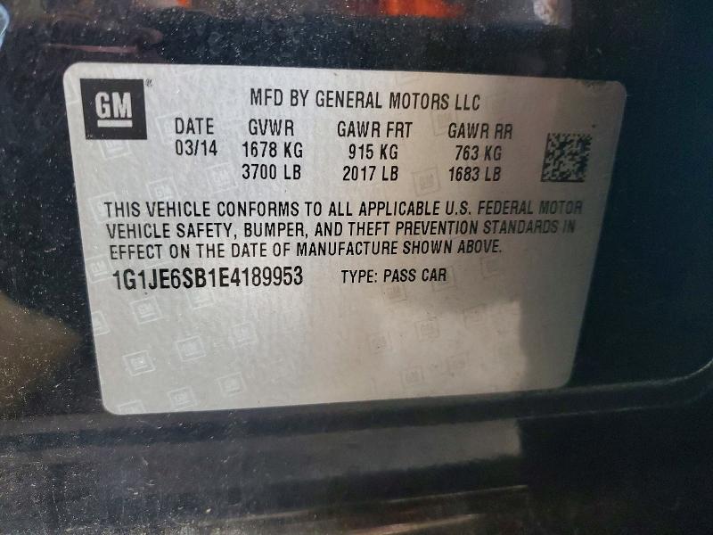 Auction sale of the 2014 Chevrolet Sonic, vin: 1G1JE6SB1E4189953, lot number: 57226306