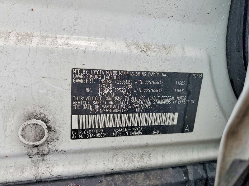 Продаж на аукціоні авто 2019 Toyota Rav4, vin: 2T3F1RFV5KW024498, номер лоту: 56955286