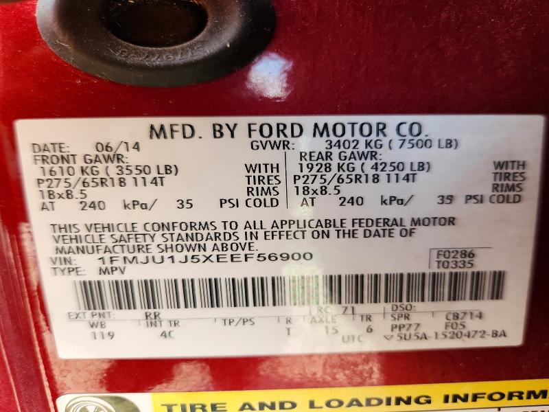 57029246 :رقم المزاد ، 1FMJU1J5XEEF56900 vin ، 2014 Ford Expedition مزاد بيع