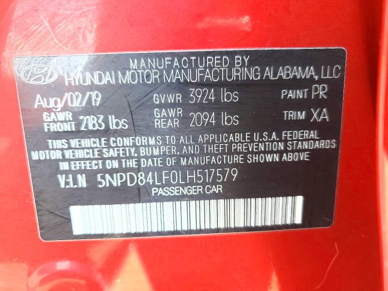 Aukcja sprzedaży 2020 Hyundai Elantra, vin: 5NPD84LF0LH517579, numer aukcji: 59550926