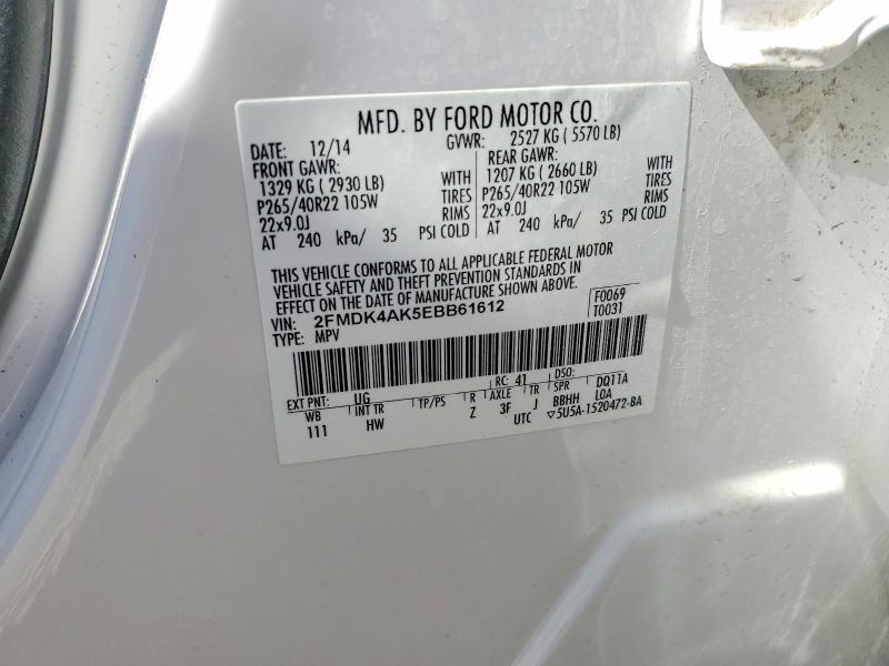 Продажа на аукционе авто 2014 Ford Edge, vin: 2FMDK4AK5EBB61612, номер лота: 57375156