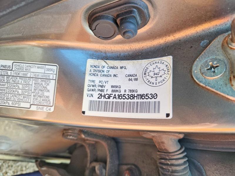 Продаж на аукціоні авто 2008 Honda Civic, vin: 2HGFA16538H116530, номер лоту: 56639006