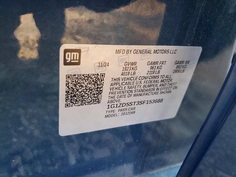 57647766 :رقم المزاد ، 1G1ZD5ST3SF153688 vin ، 2025 Chevrolet Malibu مزاد بيع
