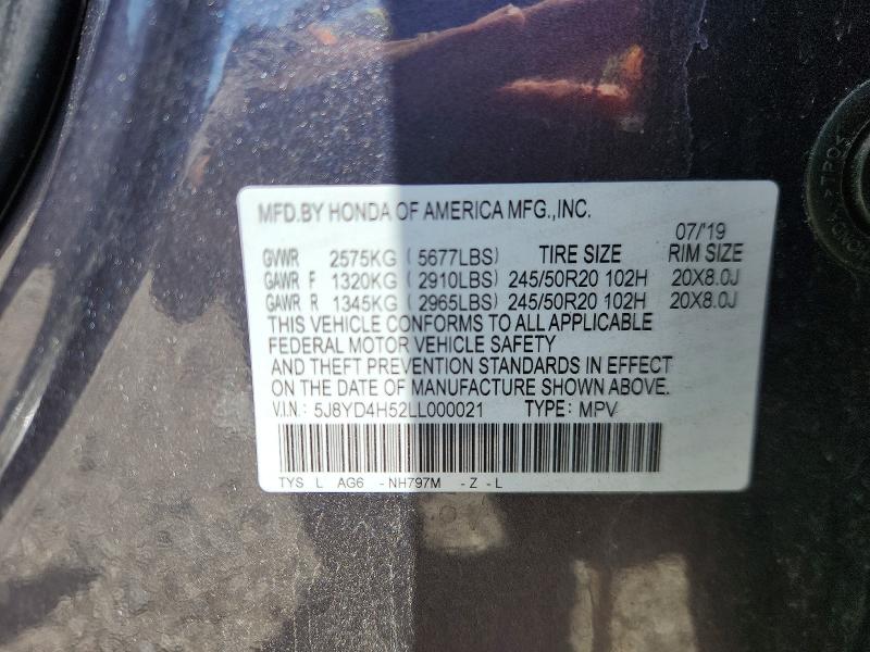 Продажа на аукционе авто 2020 Acura Mdx, vin: 5J8YD4H52LL000021, номер лота: 55939926
