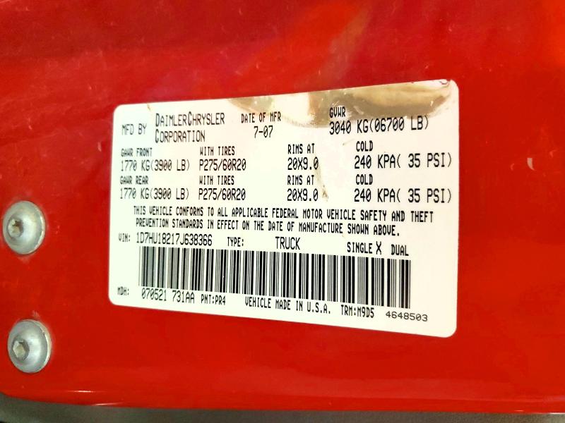 Aukcja sprzedaży 2007 Dodge Ram 1500, vin: 1D7HU18217J638366, numer aukcji: 58967876