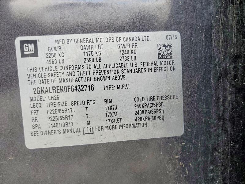 Aukcja sprzedaży 2015 Gmc Terrain, vin: 2GKALREK0F6432716, numer aukcji: 59073936