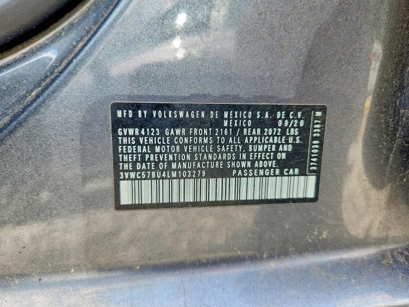 58762486 :رقم المزاد ، 3VWC57BU4LM103279 vin ، 2020 Volkswagen Jetta مزاد بيع