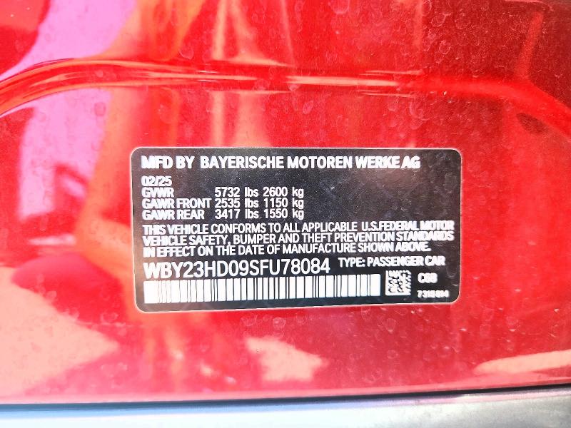 56729826 :رقم المزاد ، WBY23HD09SFU78084 vin ، 2025 Bmw I4 مزاد بيع