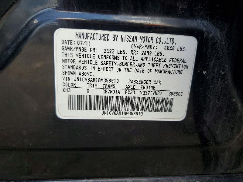 Auction sale of the 2011 Infiniti G37 Sedan, vin: JN1CV6AR1BM356910, lot number: 58432136