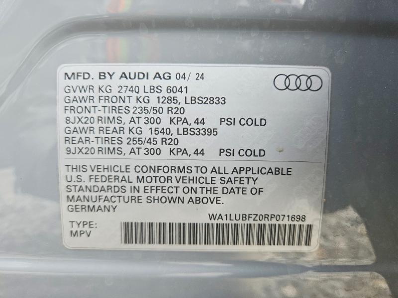 Продаж на аукціоні авто 2024 Audi Q4 E-tron, vin: WA1LUBFZ0RP071698, номер лоту: 58245746