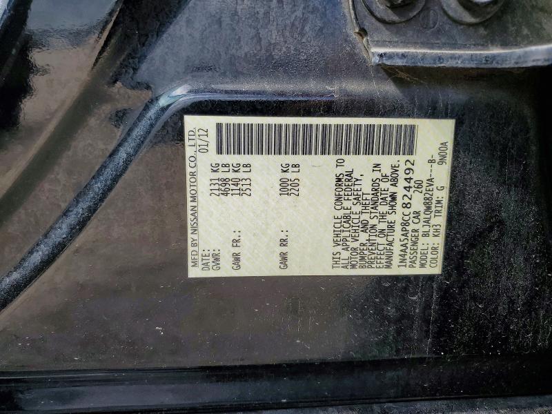 Aukcja sprzedaży 2012 Nissan Maxima, vin: 1N4AA5AP8CC824492, numer aukcji: 56085906