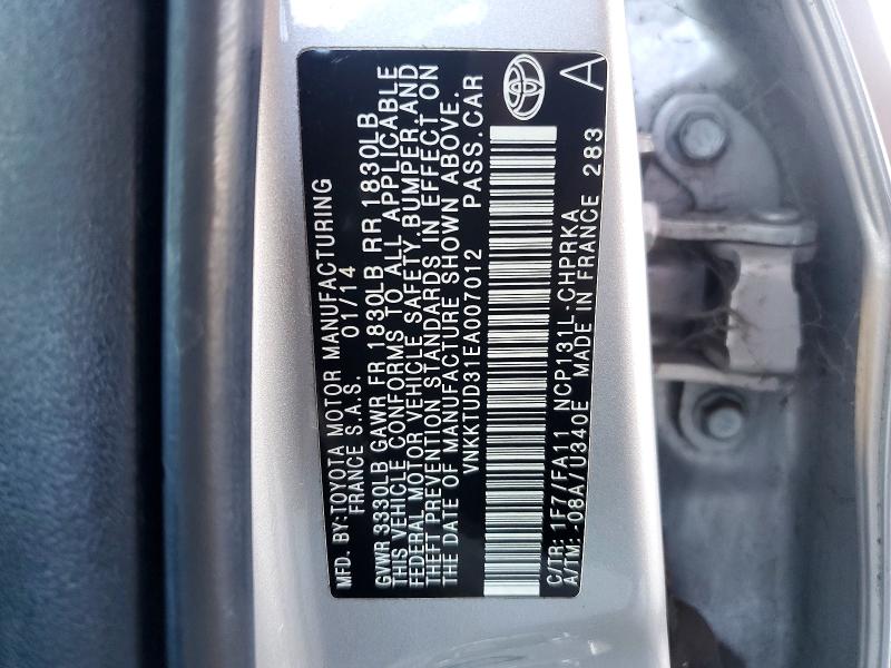 Aukcja sprzedaży 2014 Toyota Yaris, vin: VNKKTUD31EA007012, numer aukcji: 57554576