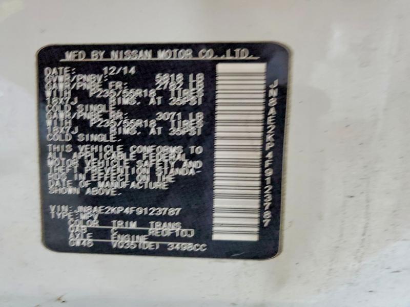 Aukcja sprzedaży 2015 Nissan Quest, vin: JN8AE2KP4F9123787, numer aukcji: 58319246