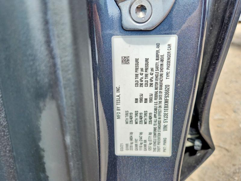 58232266 :رقم المزاد ، 5YJ3E1EBXMF936620 vin ، 2021 Tesla Model 3 مزاد بيع