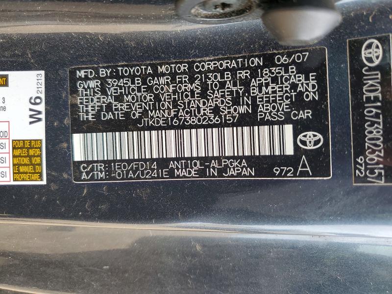 57997046 :رقم المزاد ، JTKDE167380236157 vin ، 2008 Scion Tc مزاد بيع