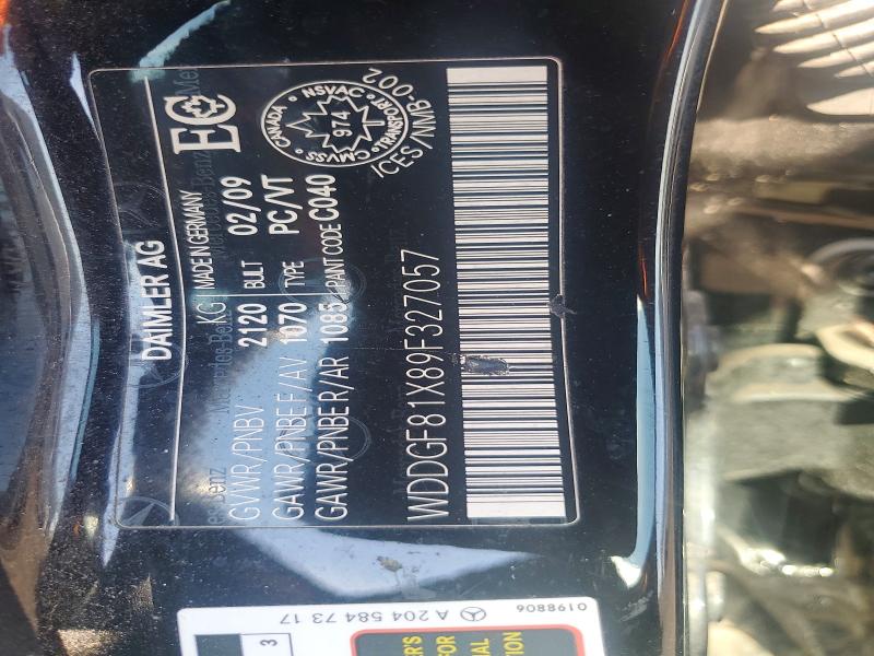 58628876 :رقم المزاد ، WDDGF81X89F327057 vin ، 2009 Mercedes-benz C مزاد بيع