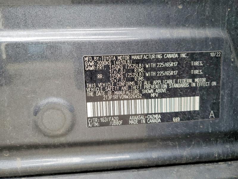 55857656 :رقم المزاد ، 2T3P1RFV0NW326452 vin ، 2022 Toyota Rav4 مزاد بيع