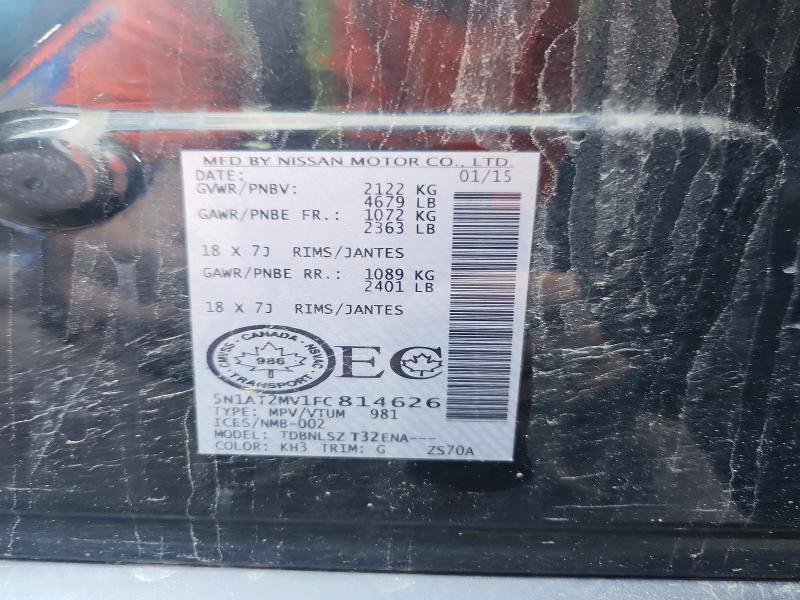 Aukcja sprzedaży 2015 Nissan Rogue, vin: 5N1AT2MV1FC814626, numer aukcji: 58787176
