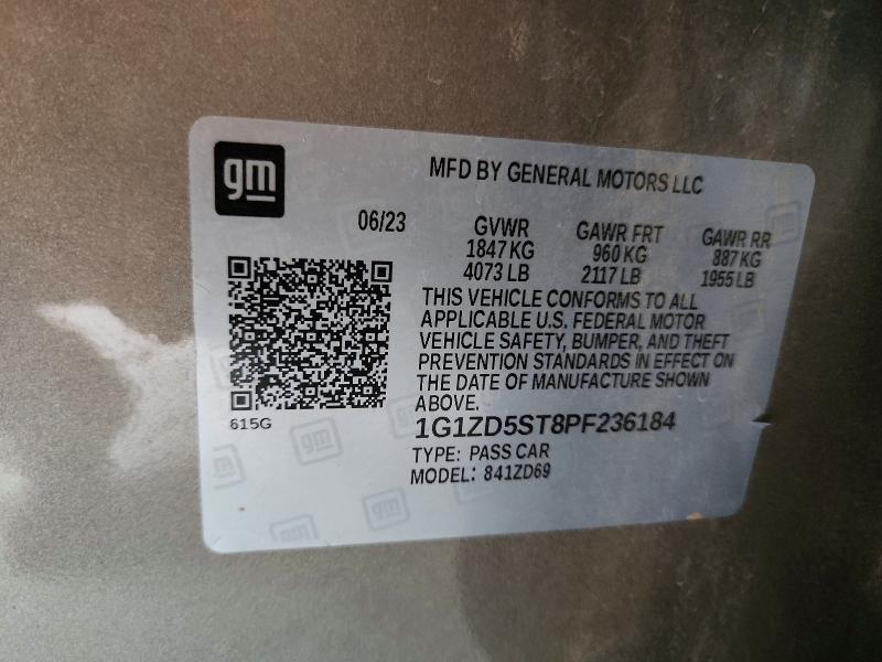 Aukcja sprzedaży 2023 Chevrolet Malibu, vin: 1G1ZD5ST8PF236184, numer aukcji: 58832466