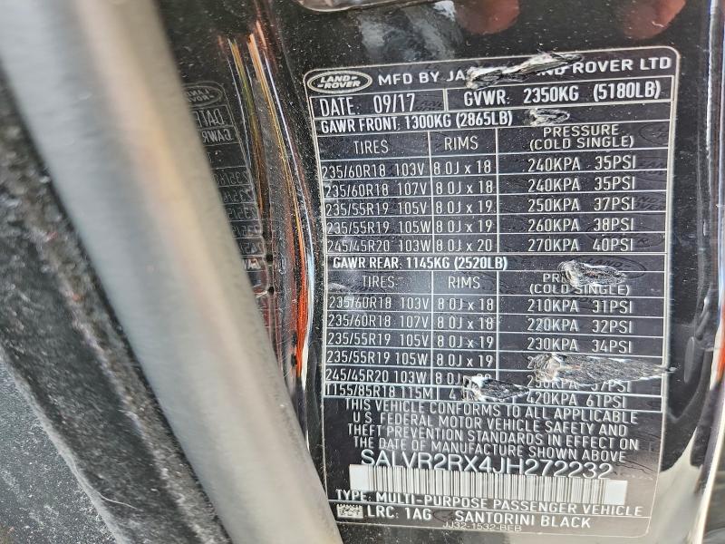 Продажа на аукционе авто 2018 Land Rover Range Rover Evoque, vin: SALVR2RX4JH272232, номер лота: 56028646