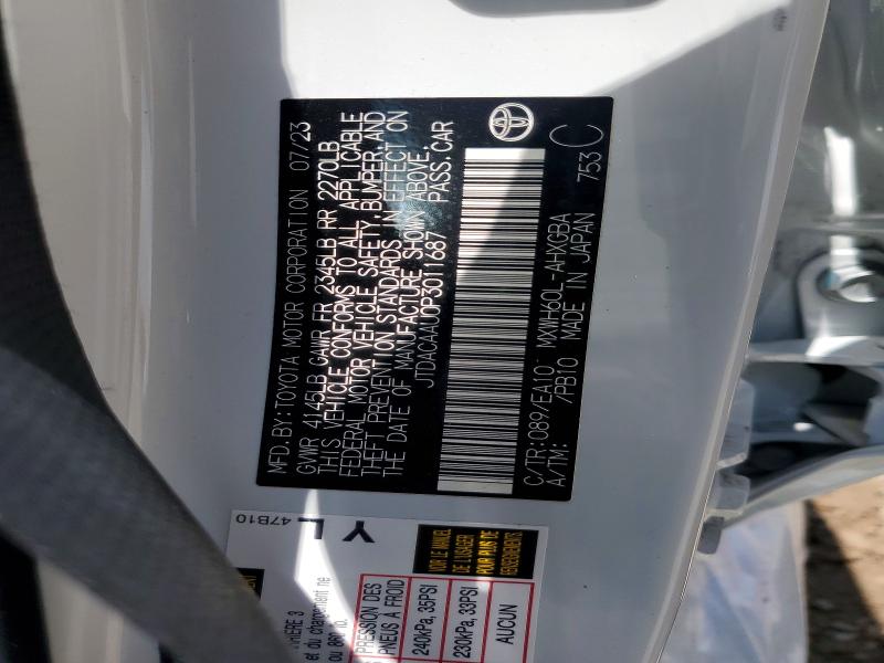 Aukcja sprzedaży 2023 Toyota Prius, vin: JTDACAAU0P3011687, numer aukcji: 57599196