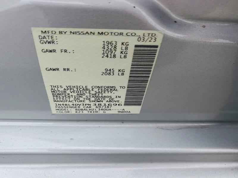 Продажа на аукционе авто 2023 Nissan Altima, vin: 1N4BL4DV3PN381696, номер лота: 55470146