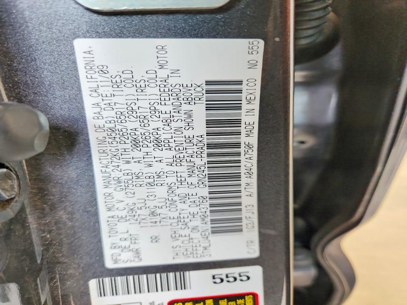 55933466 :رقم المزاد ، 3TMLU4EN1AM043760 vin ، 2010 Toyota Tacoma مزاد بيع