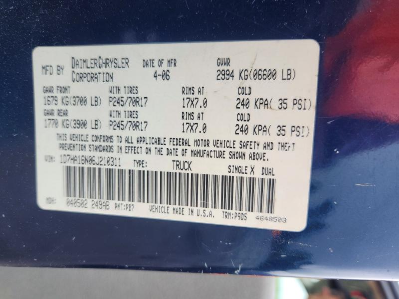 Продажа на аукционе авто 2006 Dodge Ram 1500, vin: 1D7HA16N06J210311, номер лота: 54823926