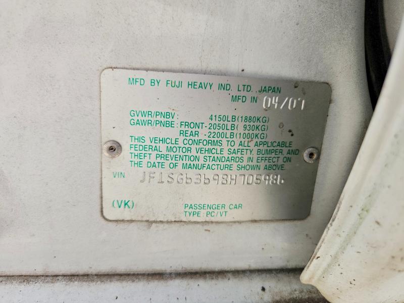 2008 Subaru Forester მანქანა იყიდება აუქციონზე, vin: JF1SG63698H705986, აუქციონის ნომერი: 59050056