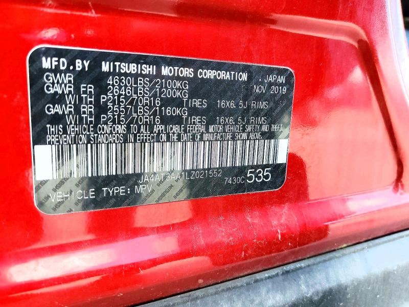Продаж на аукціоні авто 2020 Mitsubishi Eclipse Cross, vin: JA4AT3AA1LZ021552, номер лоту: 57416496