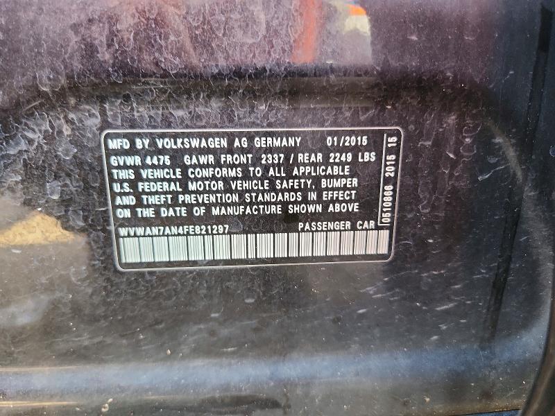 57005896 :رقم المزاد ، WVWAN7AN4FE821297 vin ، 2015 Volkswagen Cc مزاد بيع