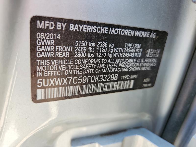 58443866 :رقم المزاد ، 5UXWX7C59F0K33288 vin ، 2015 Bmw X3 مزاد بيع