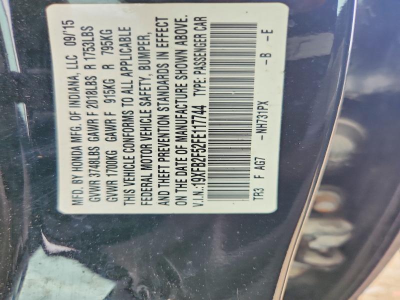 56427866 :رقم المزاد ، 19XFB2F52FE117744 vin ، 2015 Honda Civic مزاد بيع