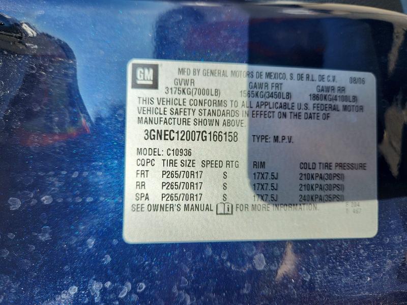 Aukcja sprzedaży 2007 Chevrolet Avalanche, vin: 3GNEC12007G166158, numer aukcji: 57422206