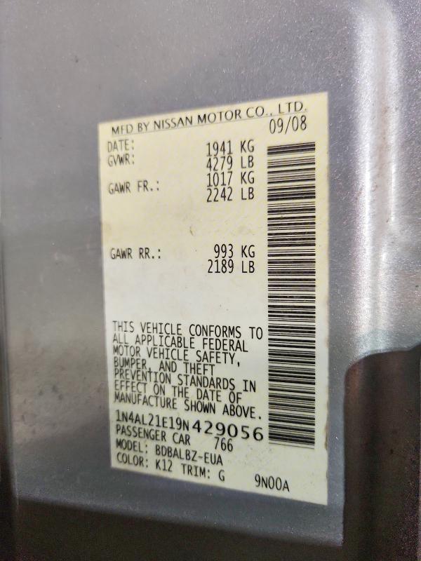 Продажа на аукционе авто 2009 Nissan Altima, vin: 1N4AL21E19N429056, номер лота: 58467696