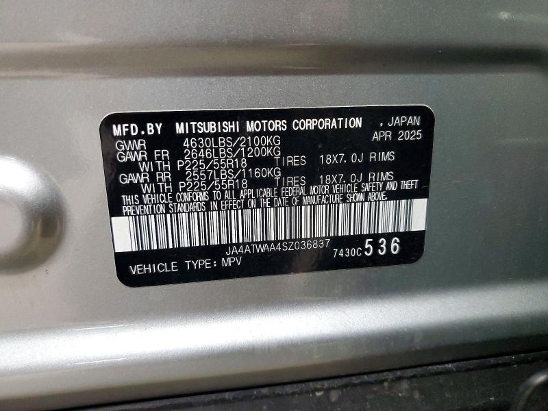Aukcja sprzedaży 2025 Mitsubishi Eclipse Cross, vin: JA4ATWAA4SZ036837, numer aukcji: 57029936
