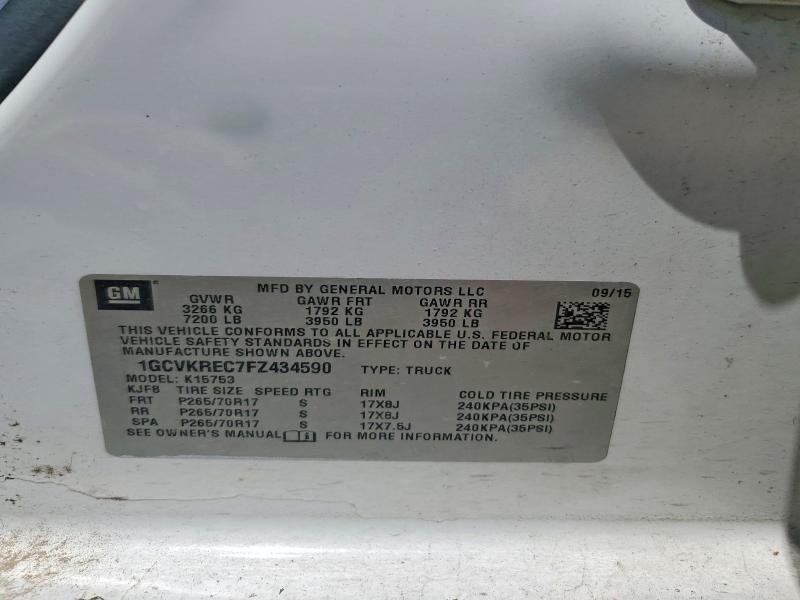 Продажа на аукционе авто 2015 Chevrolet Silverado, vin: 1GCVKREC7FZ434590, номер лота: 58032896