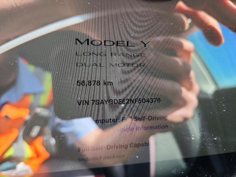 Продажа на аукционе авто 2022 Tesla Mdl Y, vin: 7SAYGDEE2NF504376, номер лота: 53971236