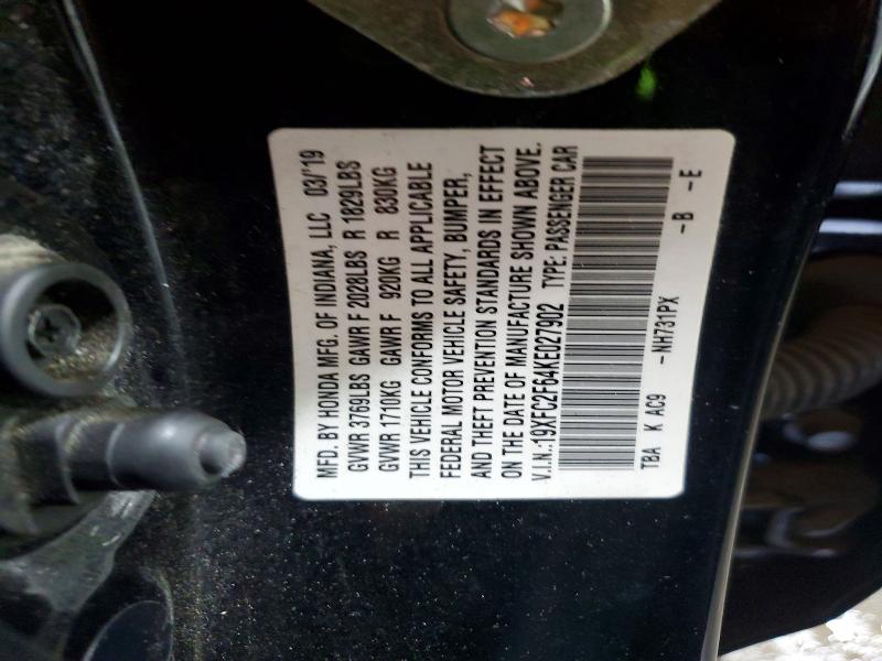 Aukcja sprzedaży 2019 Honda Civic, vin: 19XFC2F64KE027902, numer aukcji: 55830886