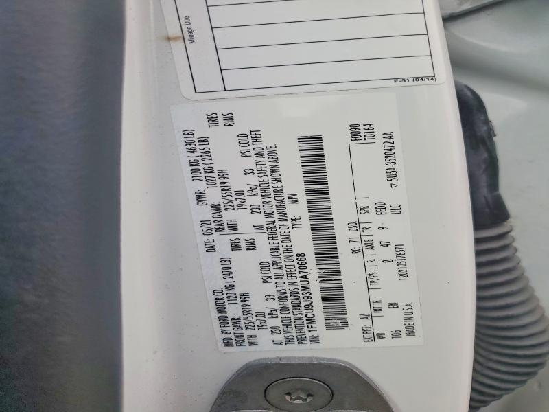 55771036 :رقم المزاد ، 1FMCU9J93MUA70668 vin ، 2021 Ford Escape مزاد بيع