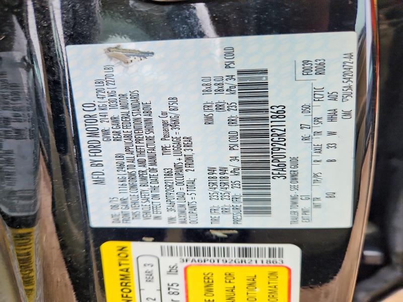 2016 Ford Fusion მანქანა იყიდება აუქციონზე, vin: 3FA6P0T92GR211863, აუქციონის ნომერი: 59020086