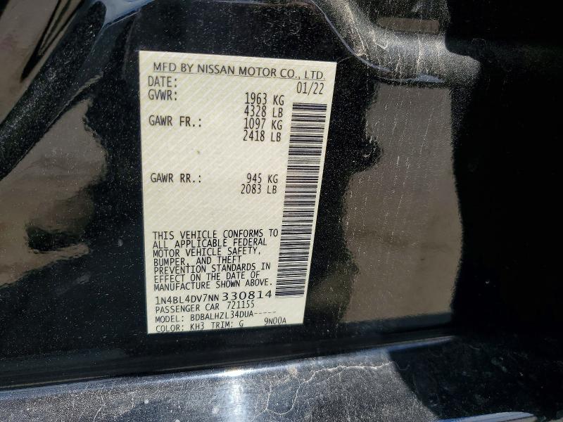 Продажа на аукционе авто 2022 Nissan Altima, vin: 1N4BL4DV7NN330814, номер лота: 57607036