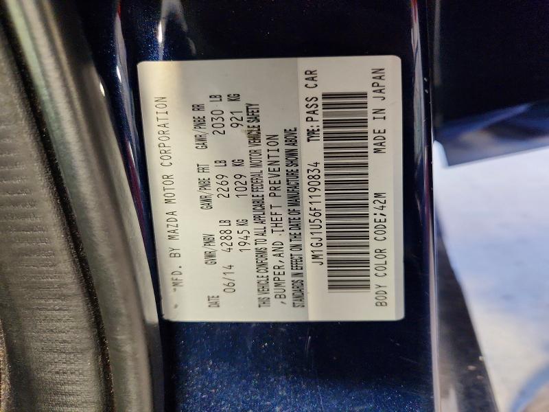 Продаж на аукціоні авто 2015 Mazda 6, vin: JM1GJ1U56F1190834, номер лоту: 55903206