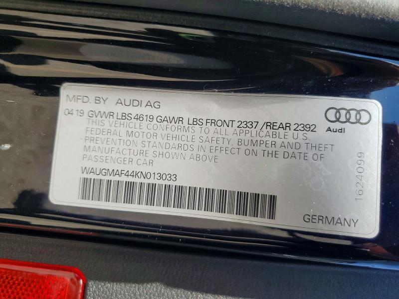 Продажа на аукционе авто 2019 Audi A4, vin: WAUGMAF44KN013033, номер лота: 55772666