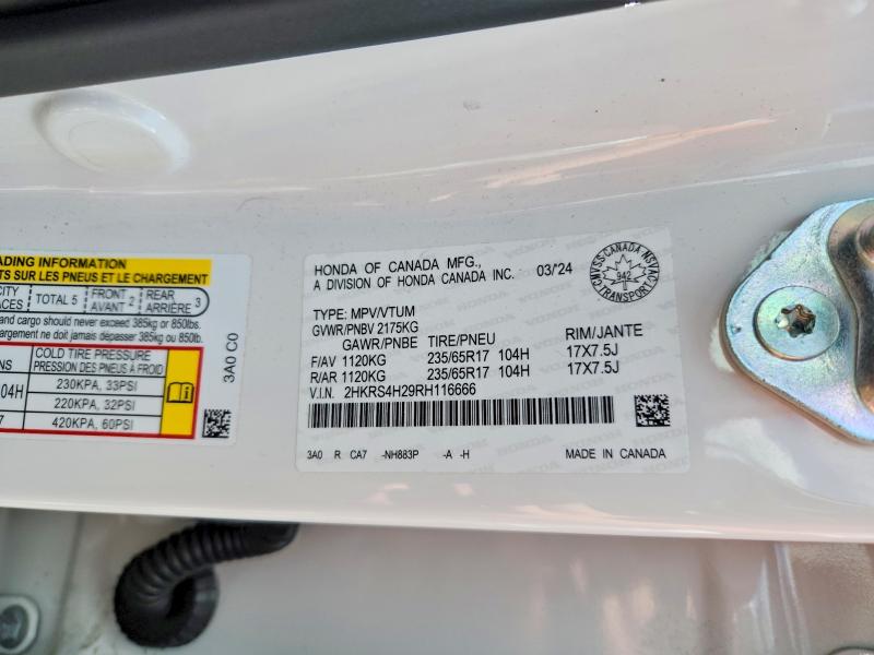 Aukcja sprzedaży 2024 Honda Cr-v, vin: 2HKRS4H29RH116666, numer aukcji: 54099876