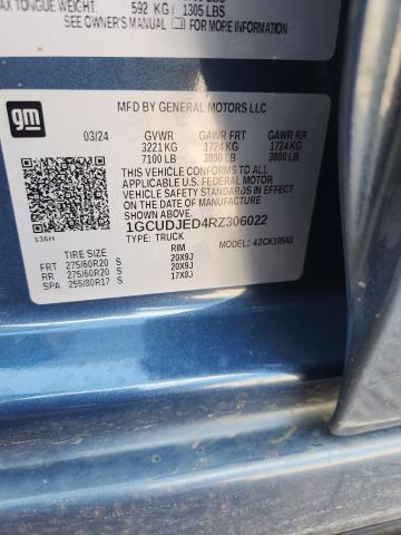 Aukcja sprzedaży 2024 Chevrolet Silverado, vin: 1GCUDJED4RZ306022, numer aukcji: 55045476