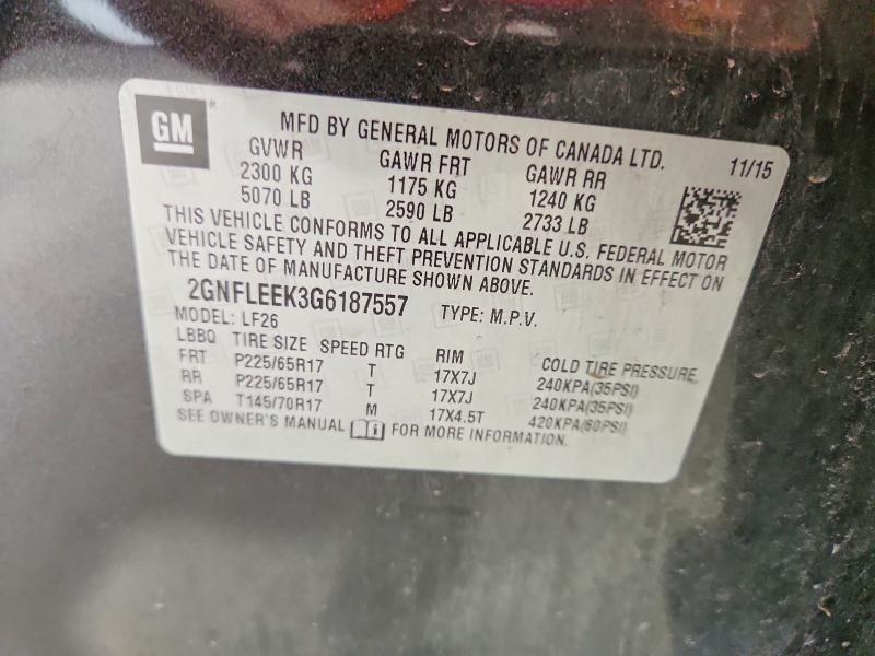 Продажа на аукционе авто 2016 Chevrolet Equinox, vin: 2GNFLEEK3G6187557, номер лота: 85770295