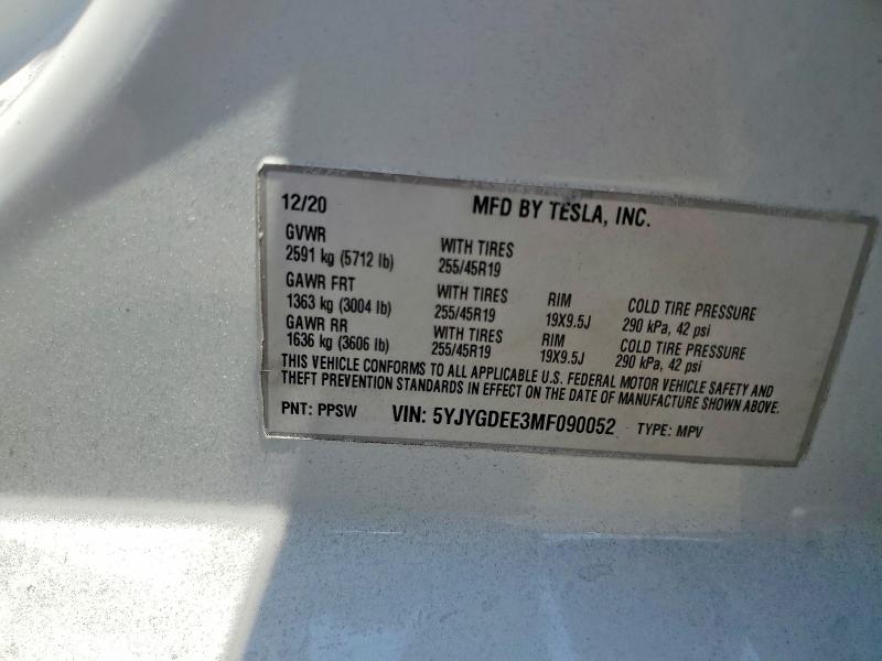Aukcja sprzedaży 2021 Tesla Model Y, vin: 5YJYGDEE3MF090052, numer aukcji: 56546256